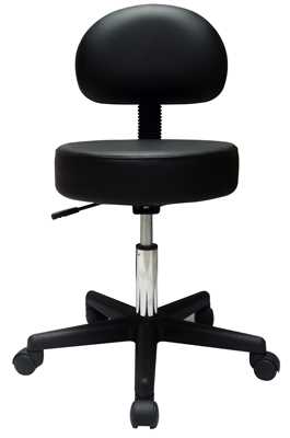 Pneumatic Lift Stool with Back  - Black 